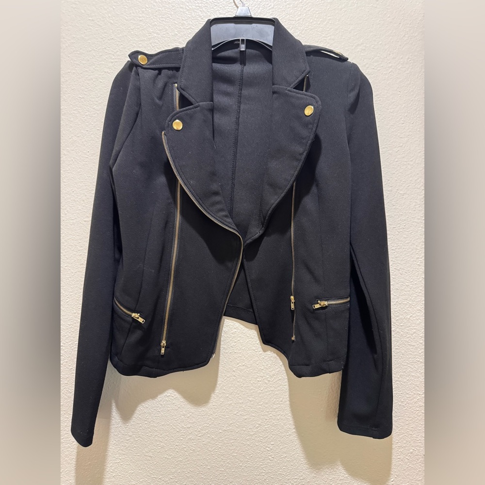 Chocolate Black and Gold Blazer with Structured Lapel